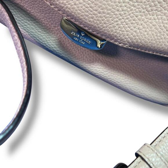 Kate Spade New York Crossbody Bag Nude Taupe Pebbled Leather Flap Purse - Picture 5 of 15